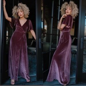 Baltic Born Meghan Velvet Wrap Dress Dusty Plum Size XL Bohemian Romantic